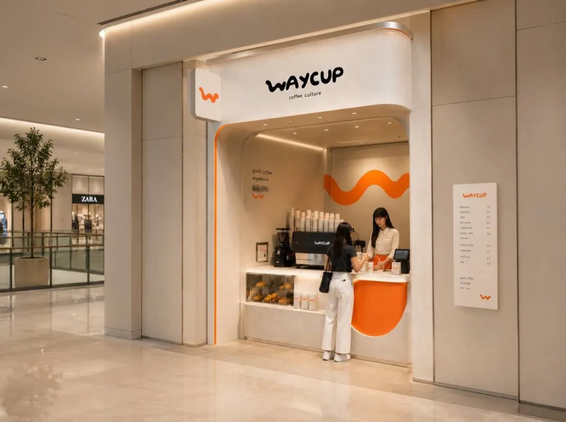 Waycup corner spot in a shopping mall